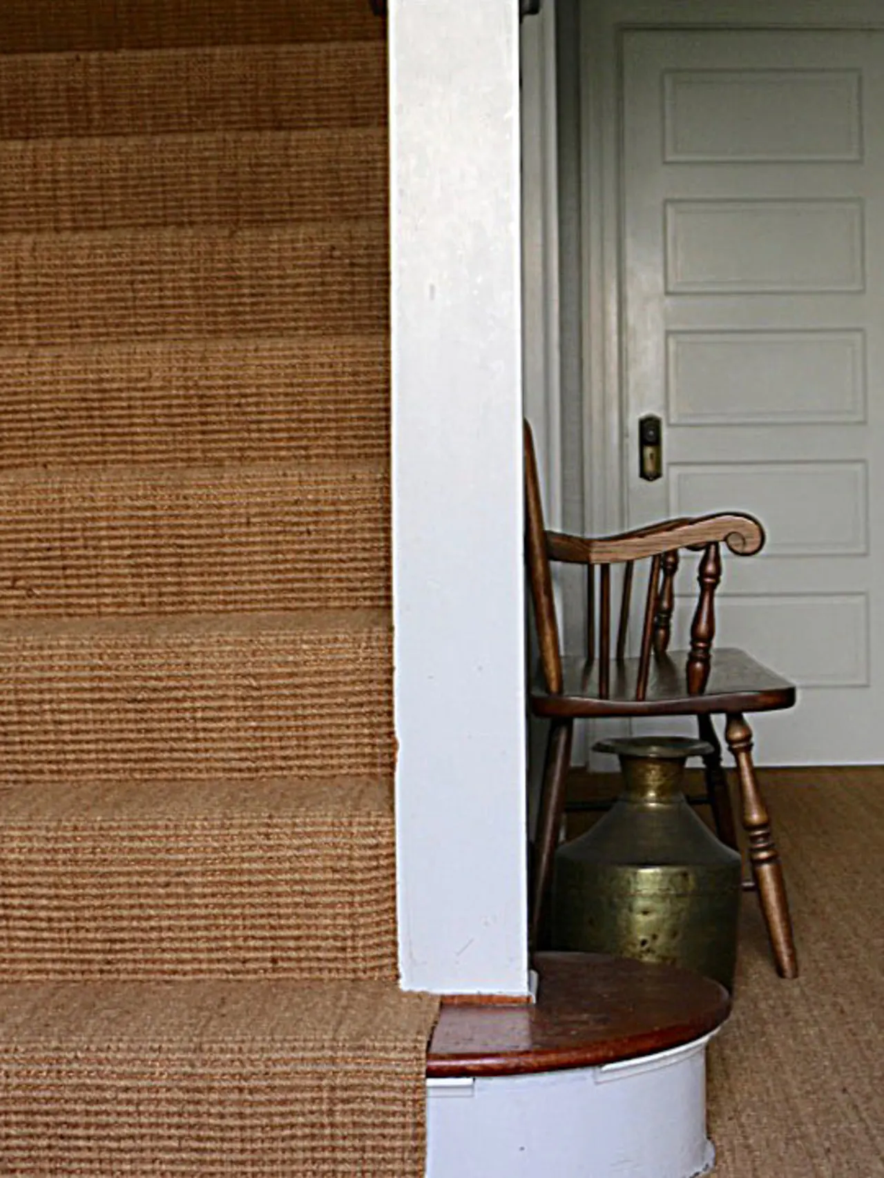 Contract Coir Natural on staircase and wall-to-wall in entry way.