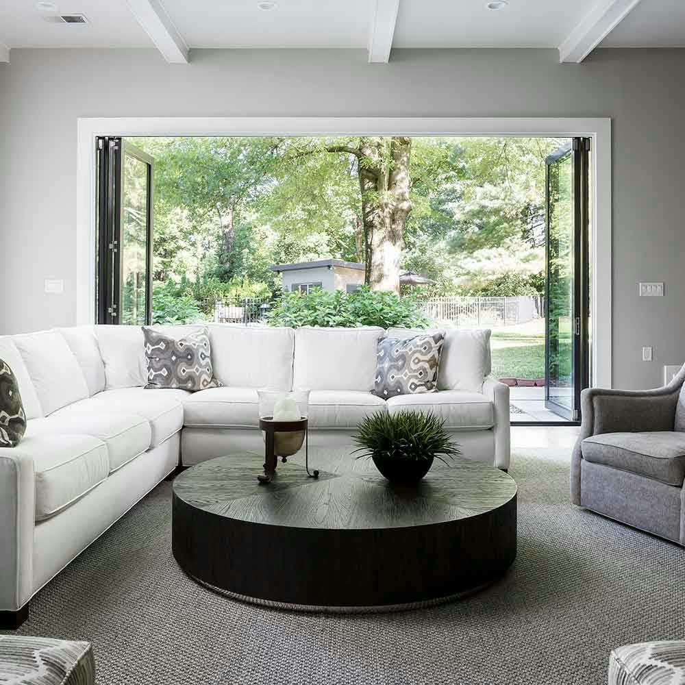 Munich Chrome sisal rug in transitional living room