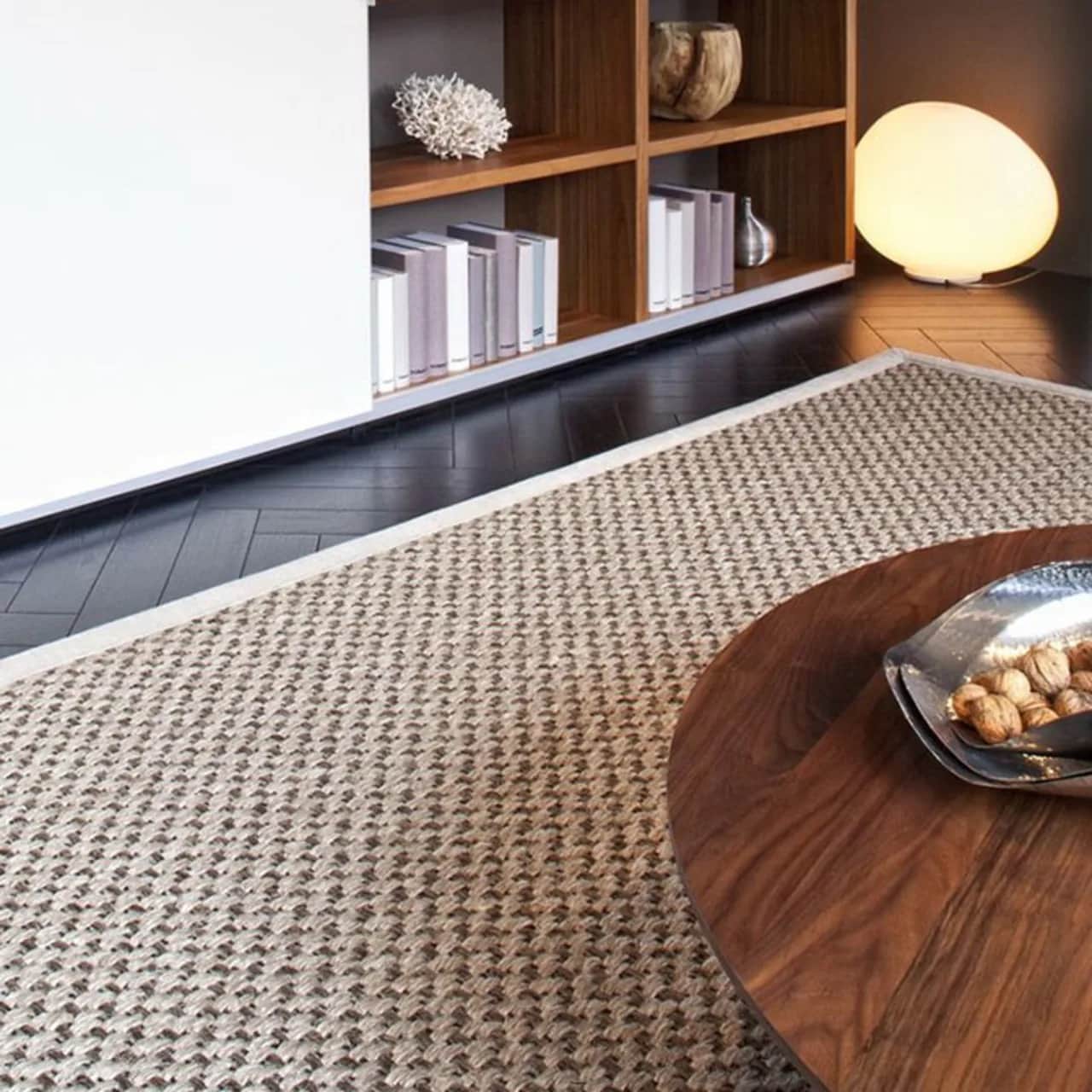 Berlin Pearl sisal area rug with cloth border