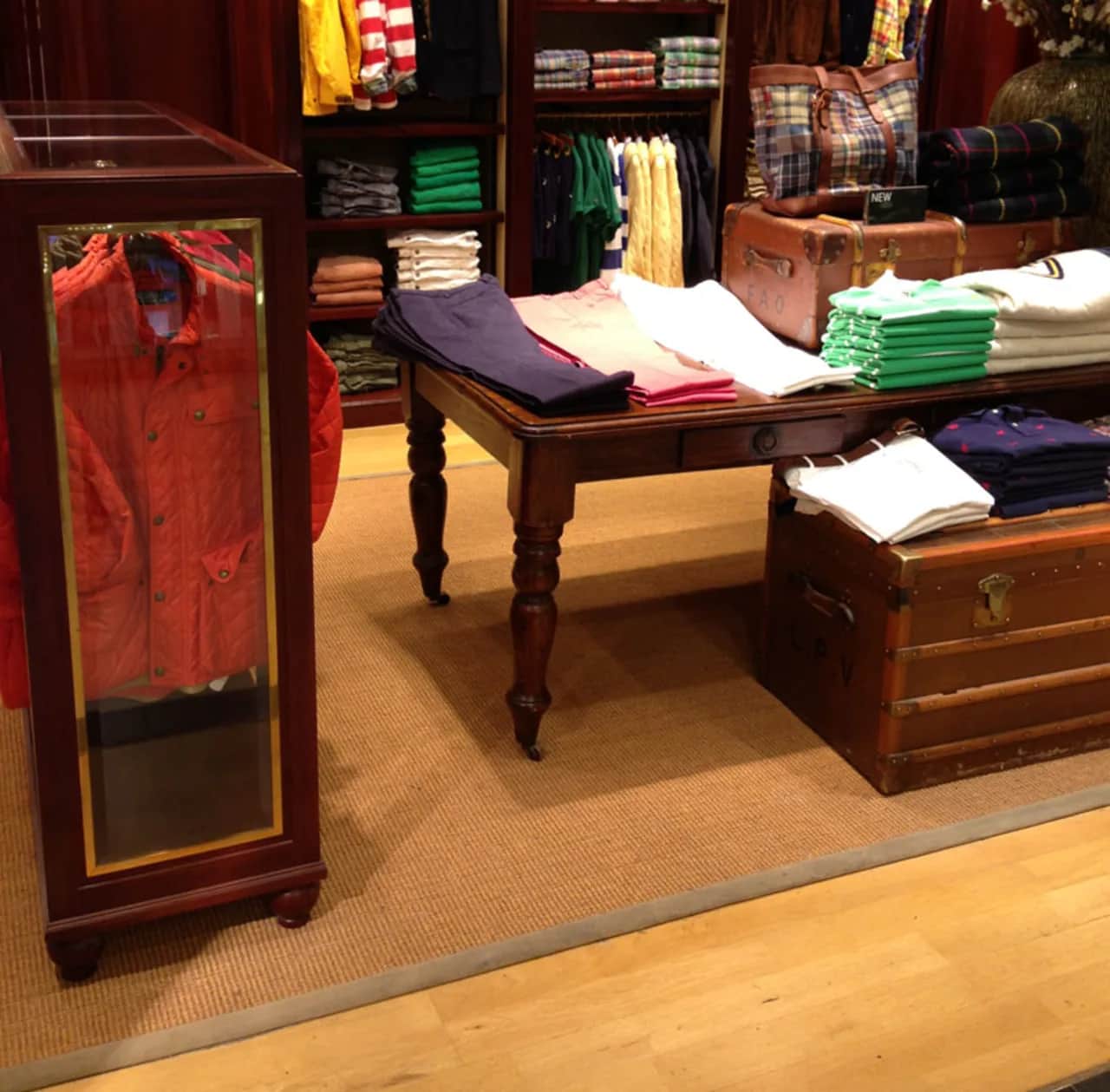 Contract Coir Natural area rug in clothing boutique