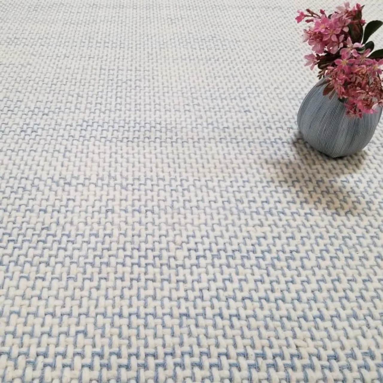comfort: trace wool carpet cushions, insulates and is available in soothing colors (color blue-light blue)