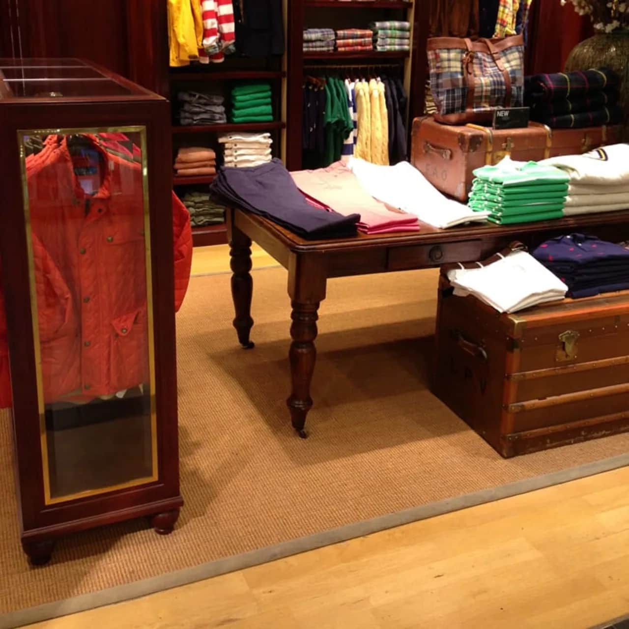 Contract Coir Natural area rug in clothing boutique