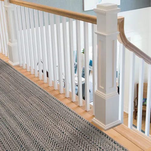 buffer: a cambria wool hallway runner absorbs sound & adds beauty (color navy)