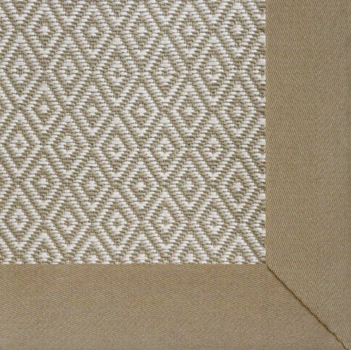 Madrona Beige with cloth border and mitered corners.