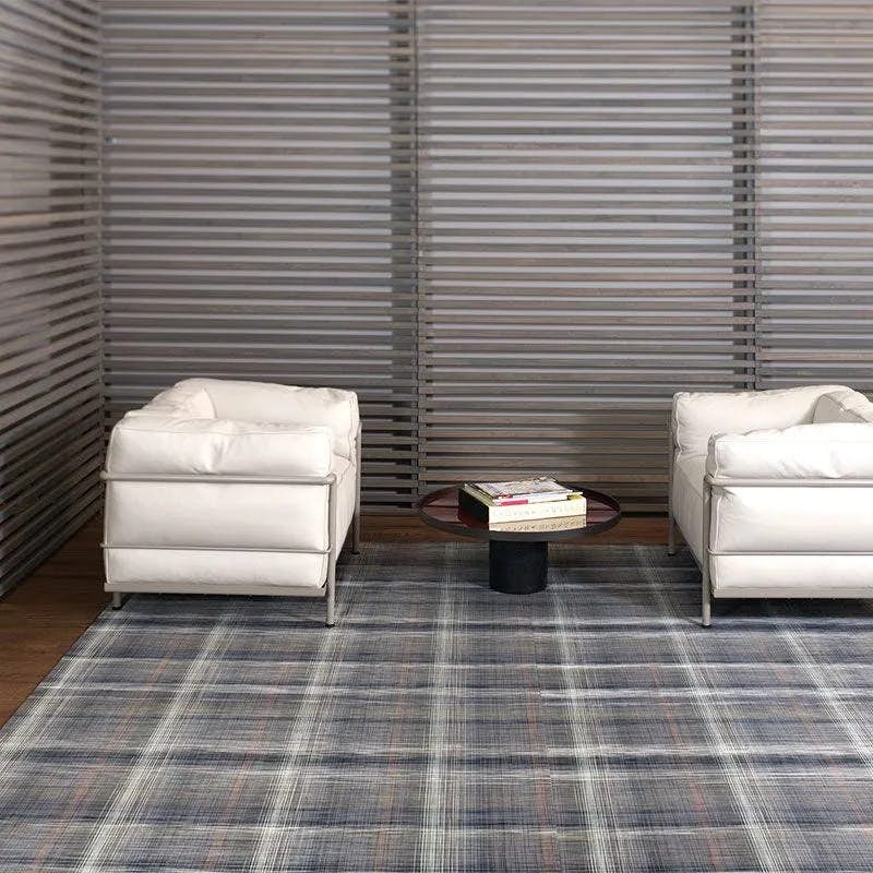 neutral grandness: chilewich plaid as an area rug (in color grey)