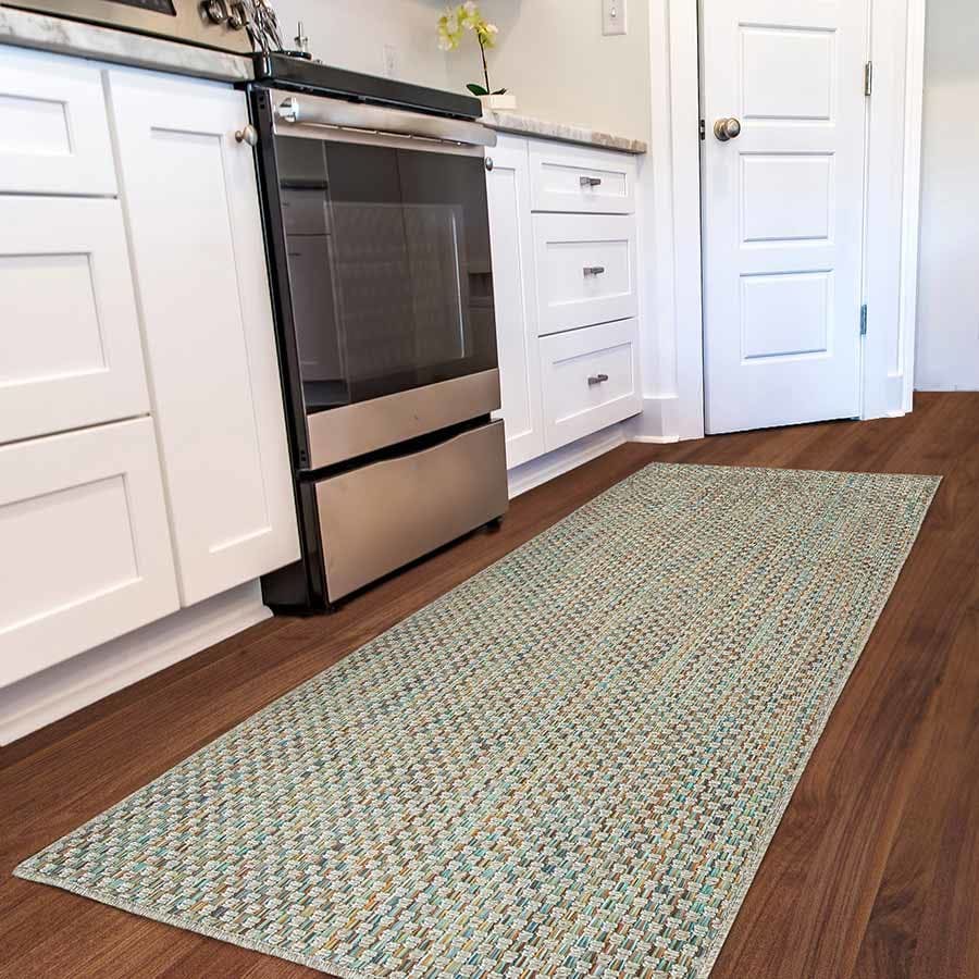 kitchen friendly: costa maya synthetic runner is at home in the kitchen (color quartz)