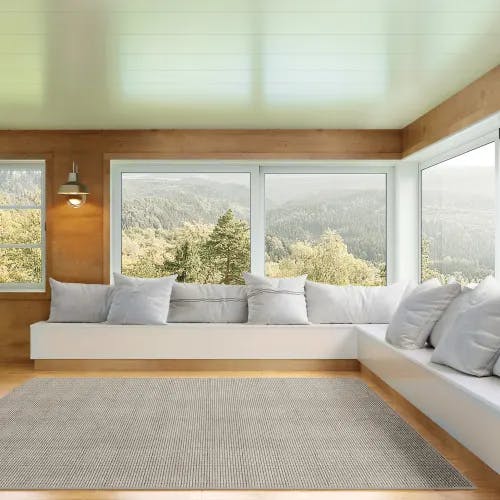 Rhine Chrome sisal rug in minimalist living room