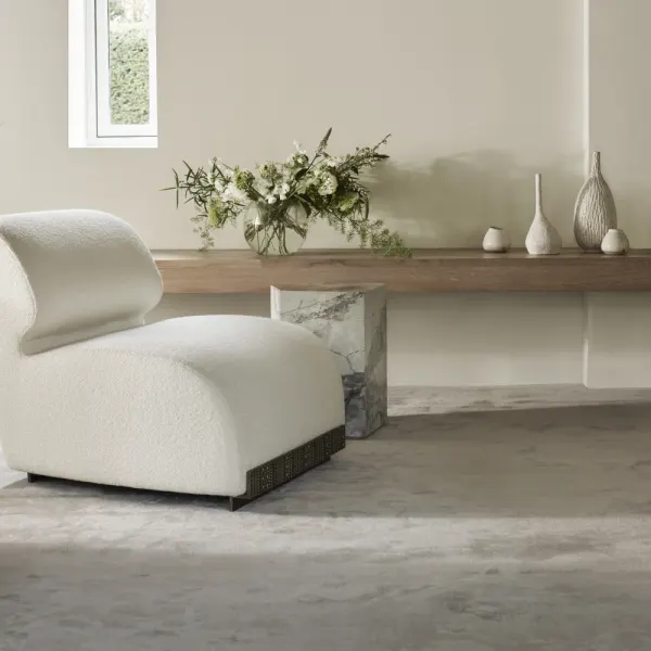 Mandalay Silk Abalone wall-to-wall carpet in living room