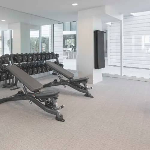 Wave Aspen Woven Vinyl Flooring in Exercise Gym