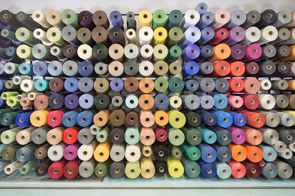 Beautiful colorways of ECONYL® yarn; 100% recycled, recreated and remolded.